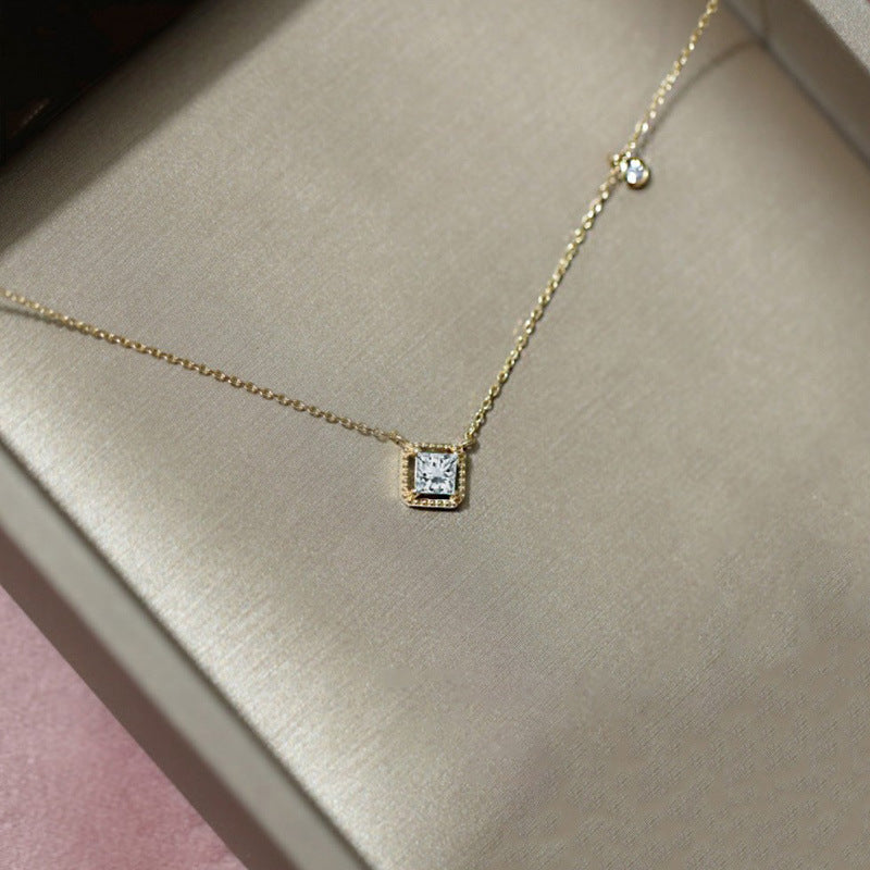 Vintage Emerald Sugar Cube Pendant Necklace