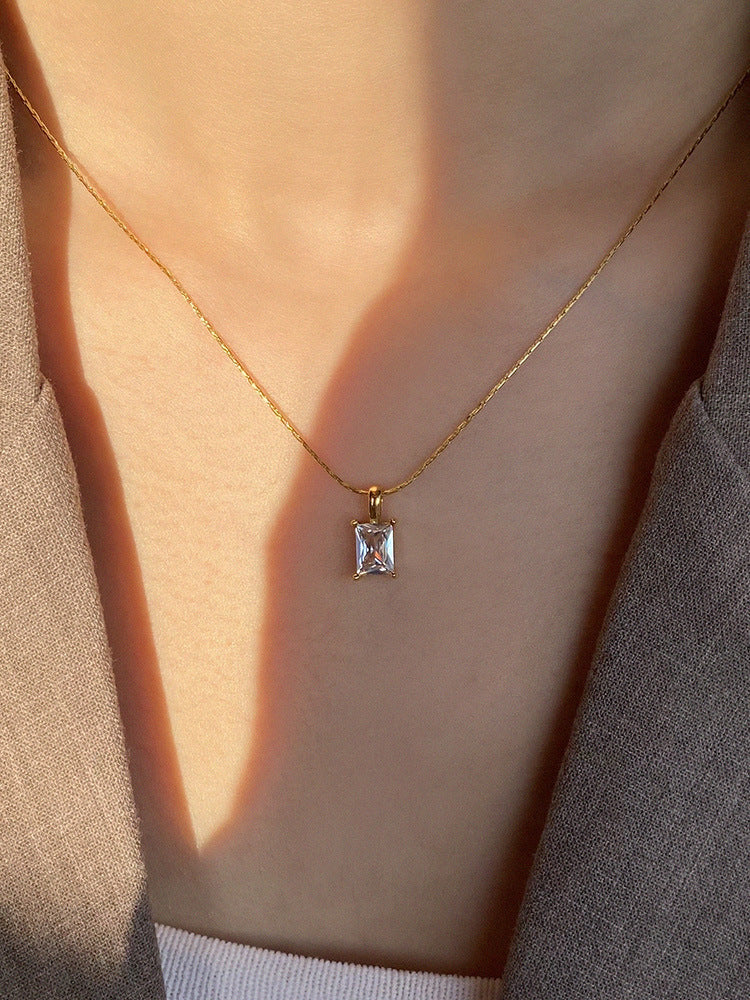 Super Flash Square Zircon Necklace