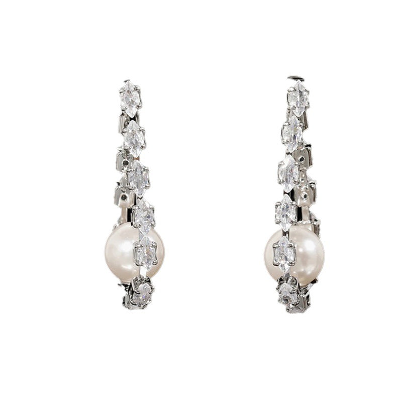 Zirconia Pearl Chain Earrings