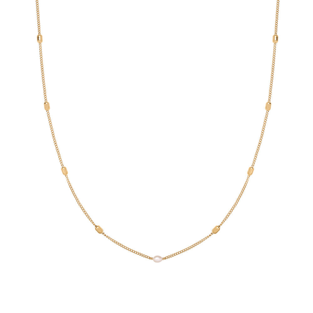 Freshwater Pearl and Rice Bead Necklace