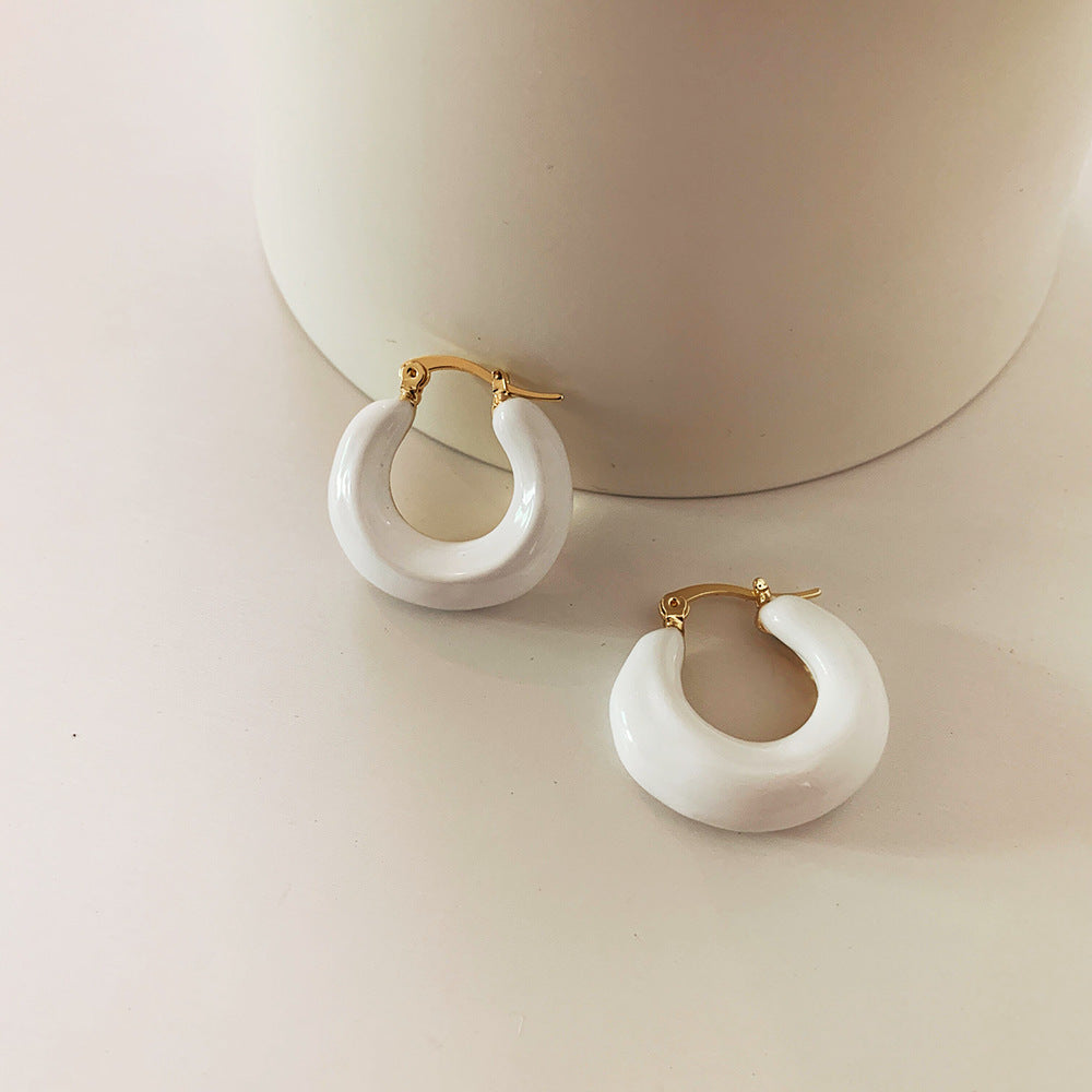 Colorful Drop Glaze Hoop Earrings