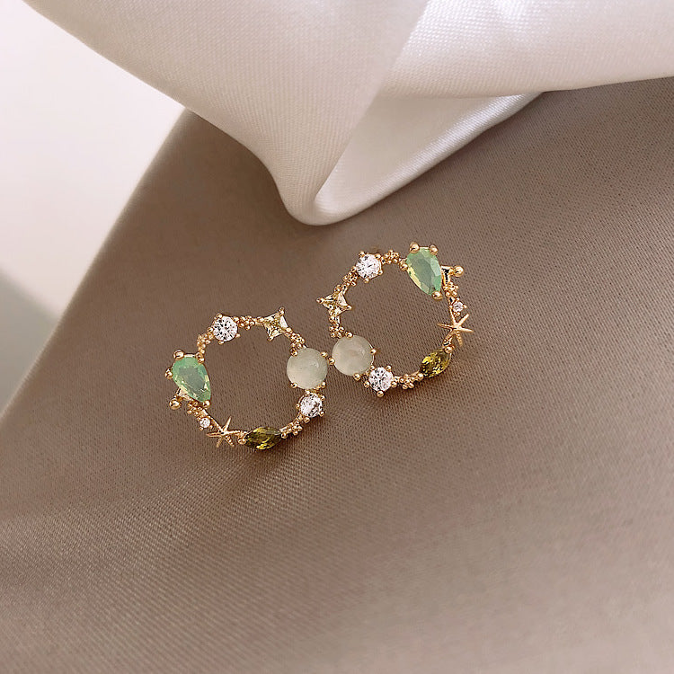 Round Crystal Flower Earrings