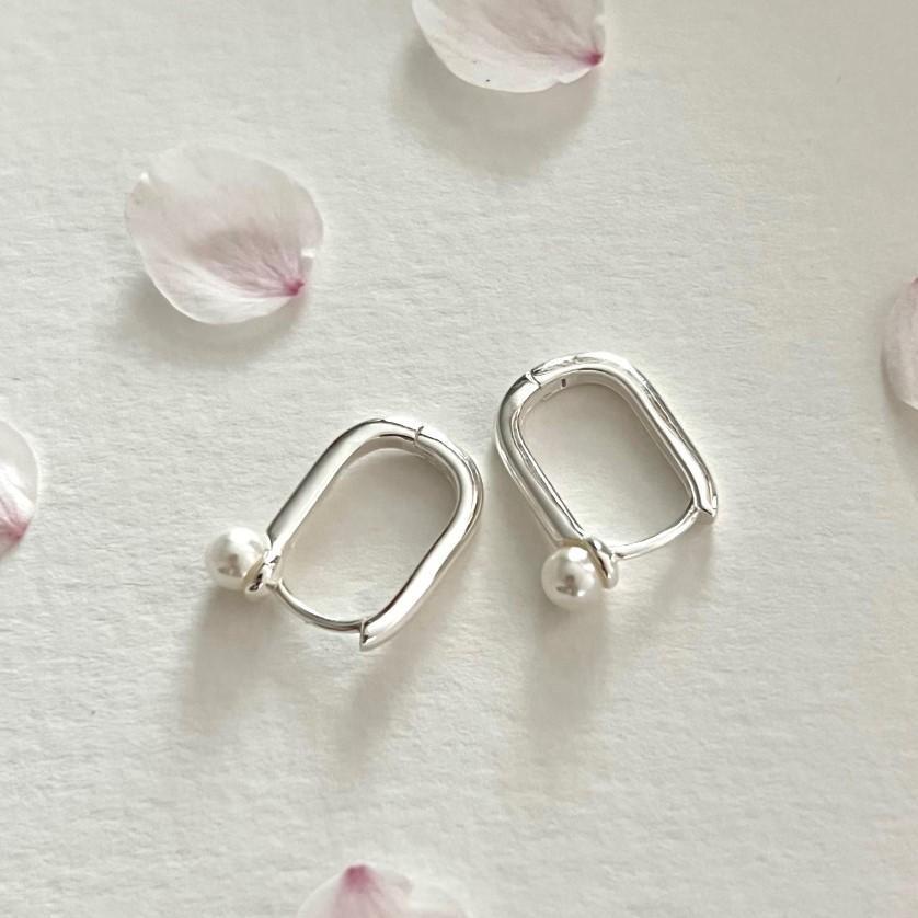 Sterling Silver Square Pearl Earrings