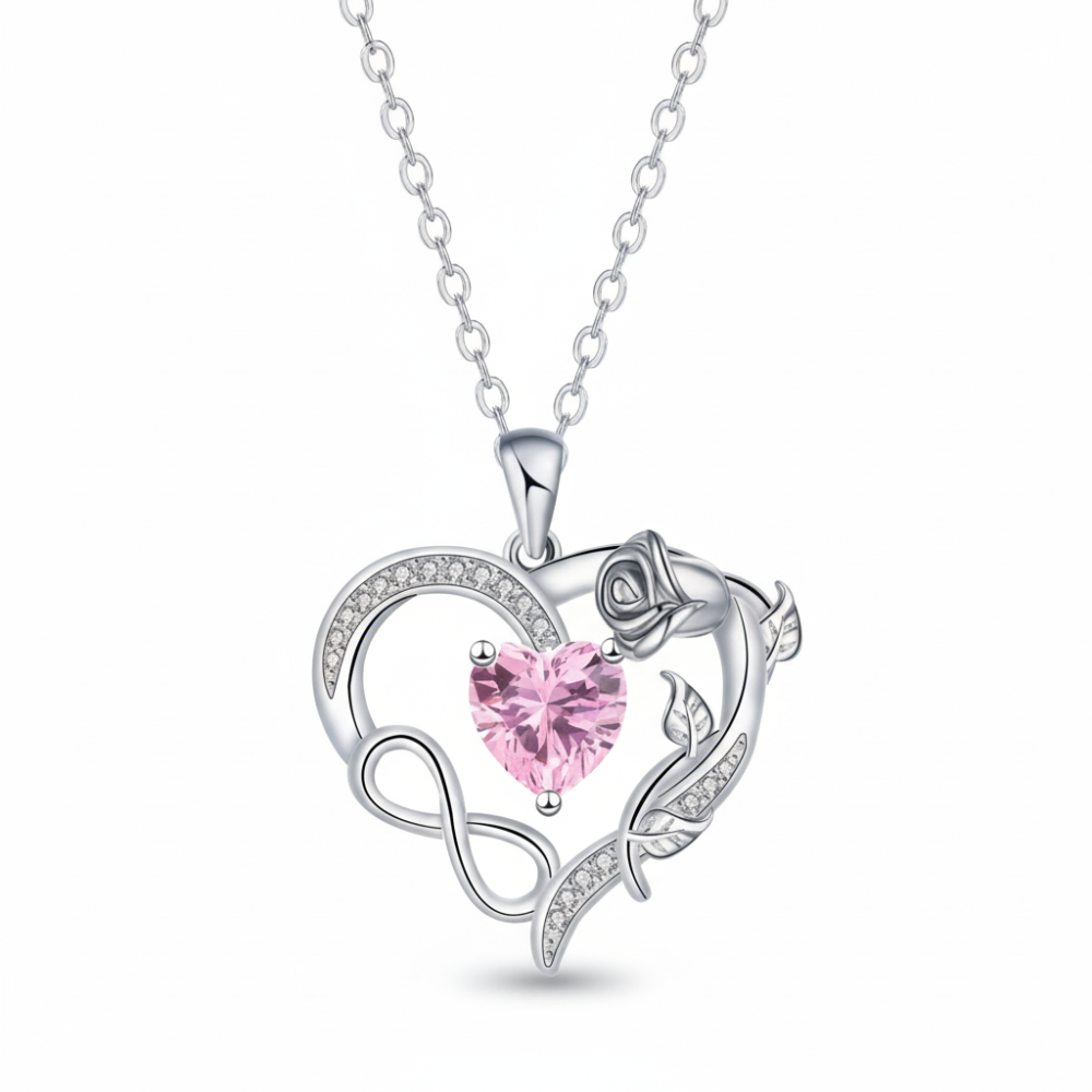 Teddy Bear Rose Gift Set Hidden Jewelry Box Heart Necklace