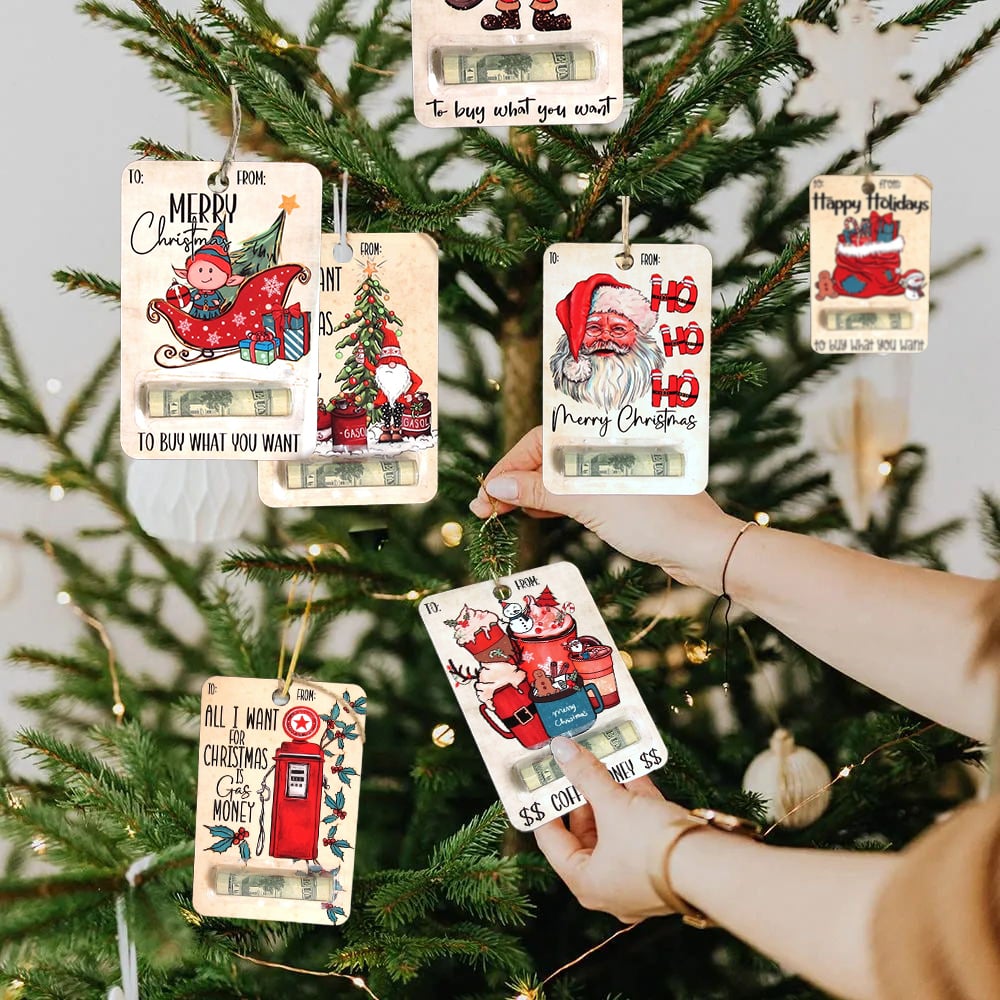 Christmas Cards Wooden Money Holder Ornament Decoration