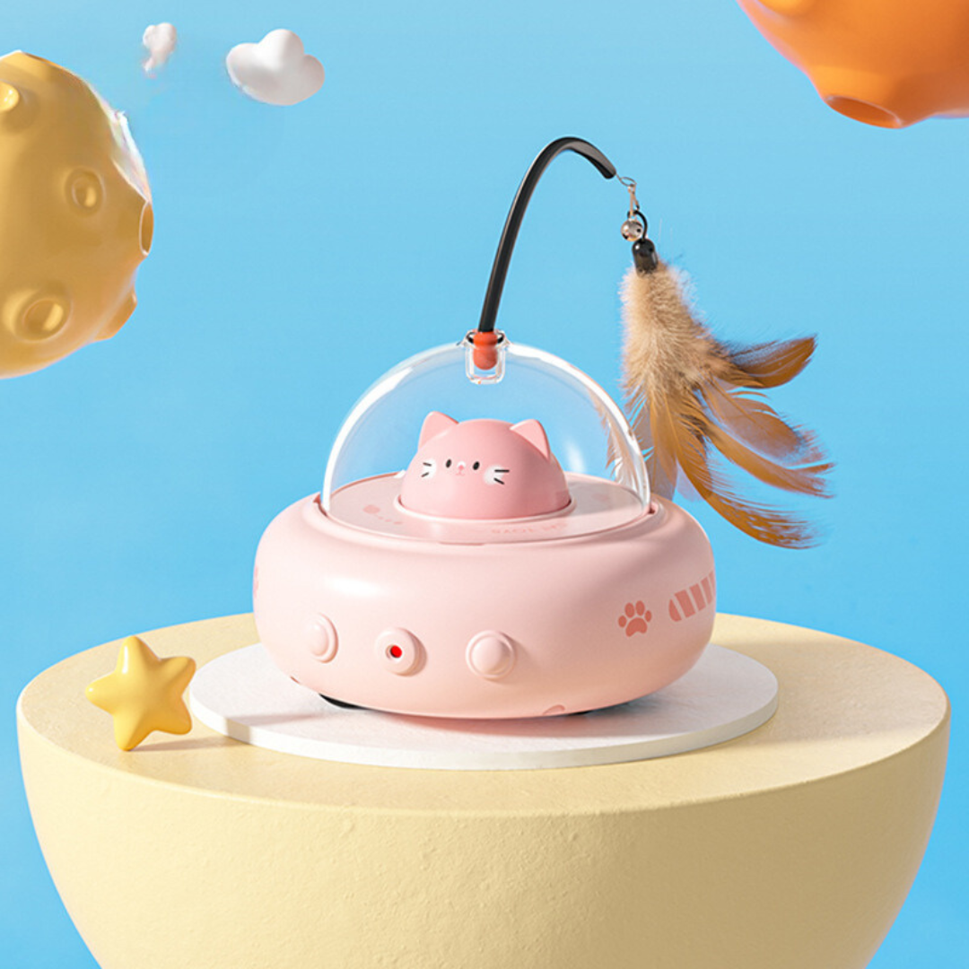 Electronic Interactive UFO Cat Laser Feather Toy