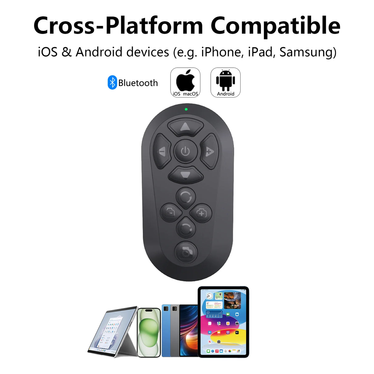 Bluetooth Wireless Remote Control for TikTok and Short Videos - Rechargeable Page Turner and Selfie Camera Shutter for iPhone and Android