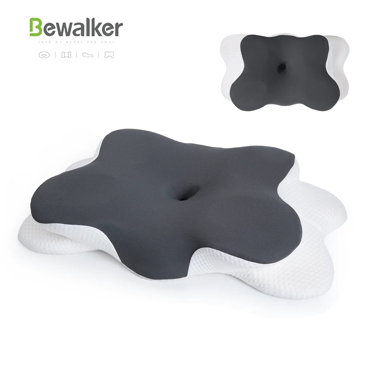 Orthopedic Memory Foam Butterfly Sleep Pillow - Ergonomic Contour Neck Support for Side and Back Sleepers - Breathable Bed Pillow for Adults