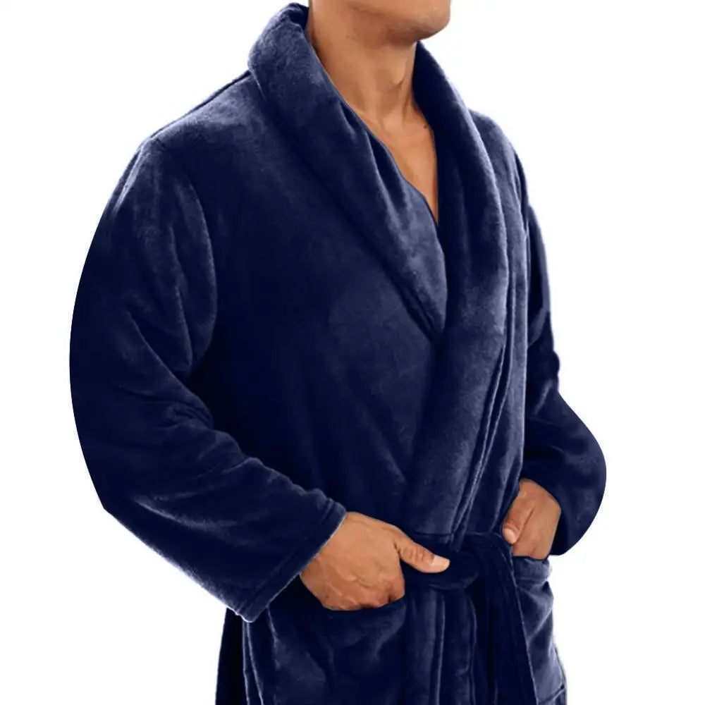 Peignoir in soft fleece with shawl collar and pockets | LuxeCozy