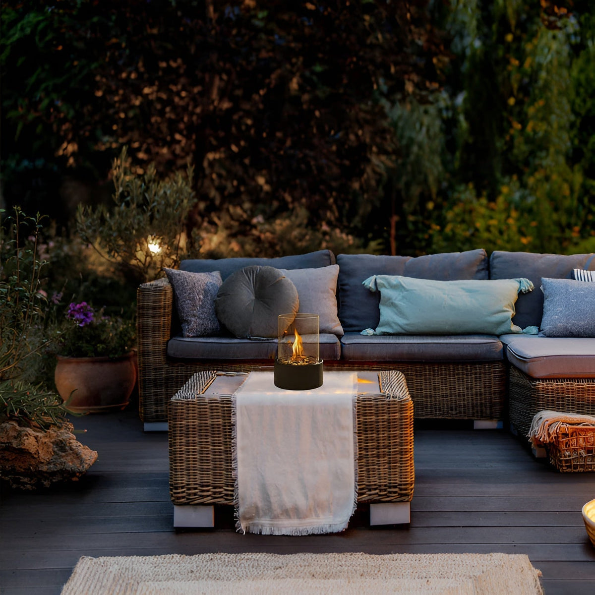 Tabletop Fireplace – Stylish Black Bioethanol Fire Pit with Modern Design