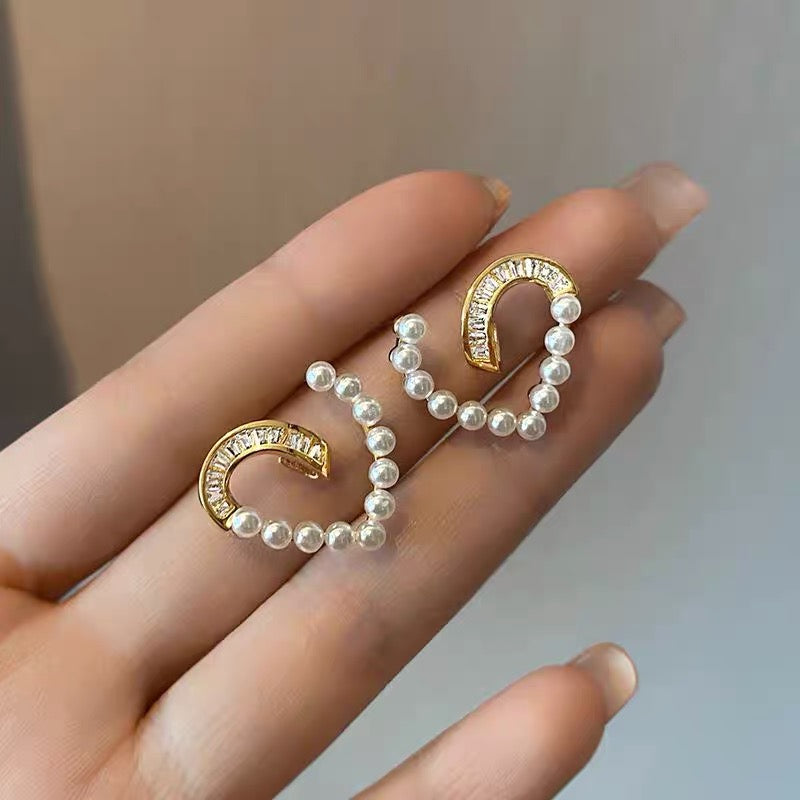 Love Crystal Pearl Earrings