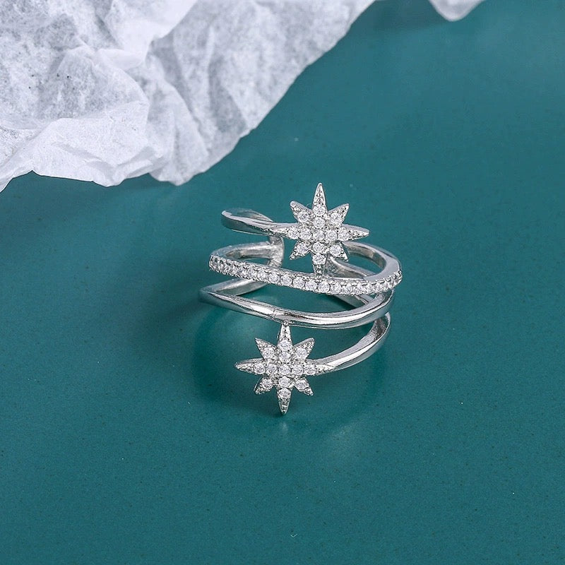 Multi-Layered Hexagonal Diamond Ring