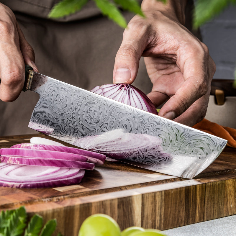 Midori no Shō (翠の章) Damascus Steel - 7 Inch Nakiri Chef's Knife