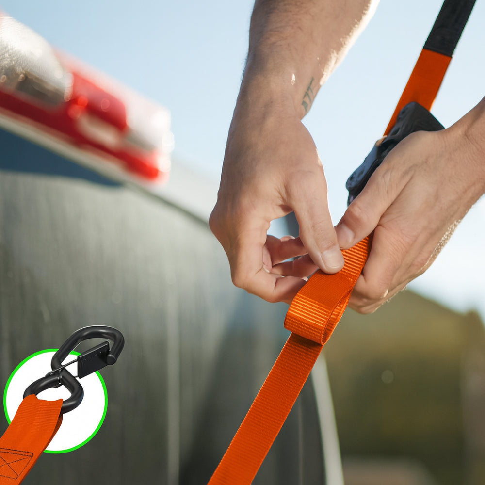 Ratchet Straps Retractable Heavy Duty Cargo Tie Down Set