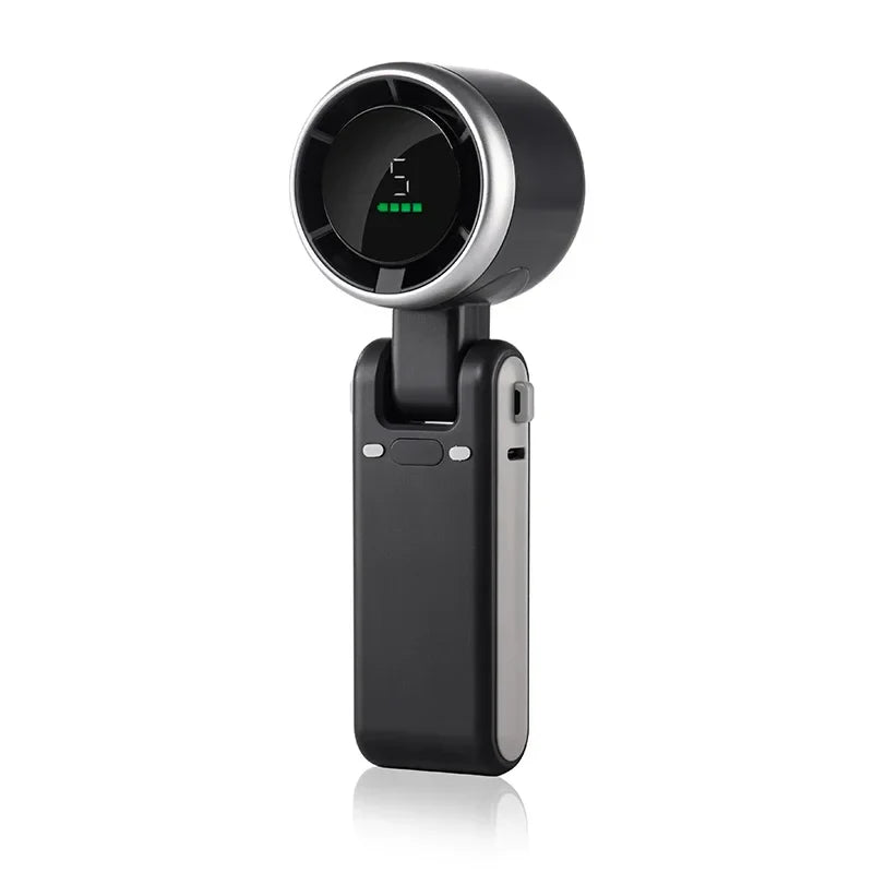 Mini Turbo Fan with LED Display β 3-in-1 Portable, Foldable, Rechargeable Neck & Desk Fan β 3600mAh, 5-Speed, Quiet Operation