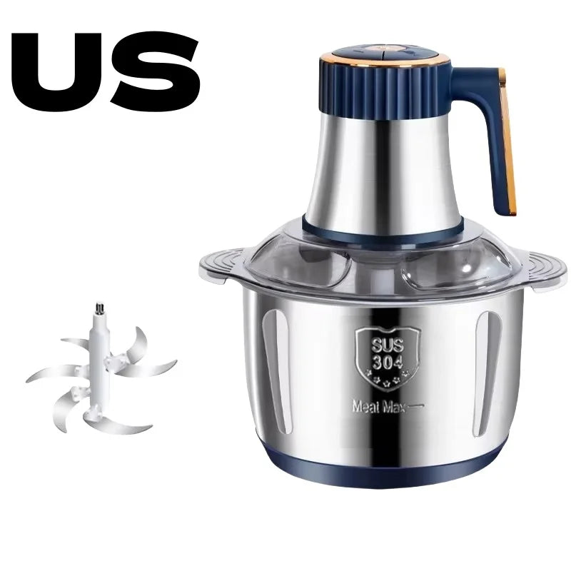 Electric Food Processor and Meat Grinder with 5L Stainless Steel Bowl - Multifunction Kitchen Mixer Machine for Vegetables and Meat - Unisex