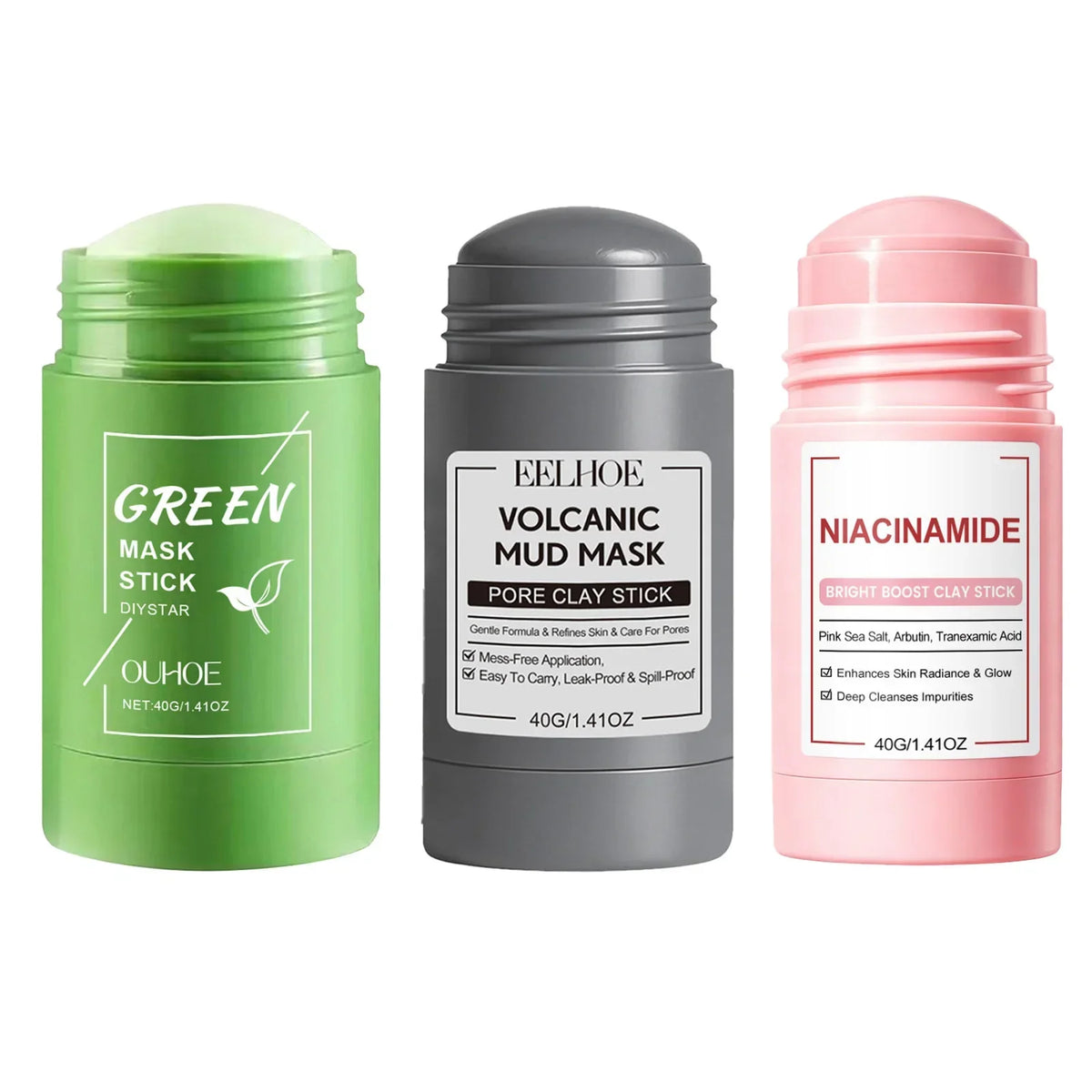 Clay Mask Stick for Deep Pore Cleansing – Kaolin Face Mask with Roller Ball Applicator