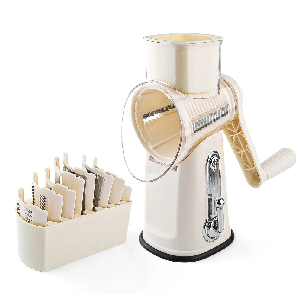 3-in-1 Hand Crank Vegetable Grater β Manual Cheese Shredder & Slicer with Stainless Steel Blades