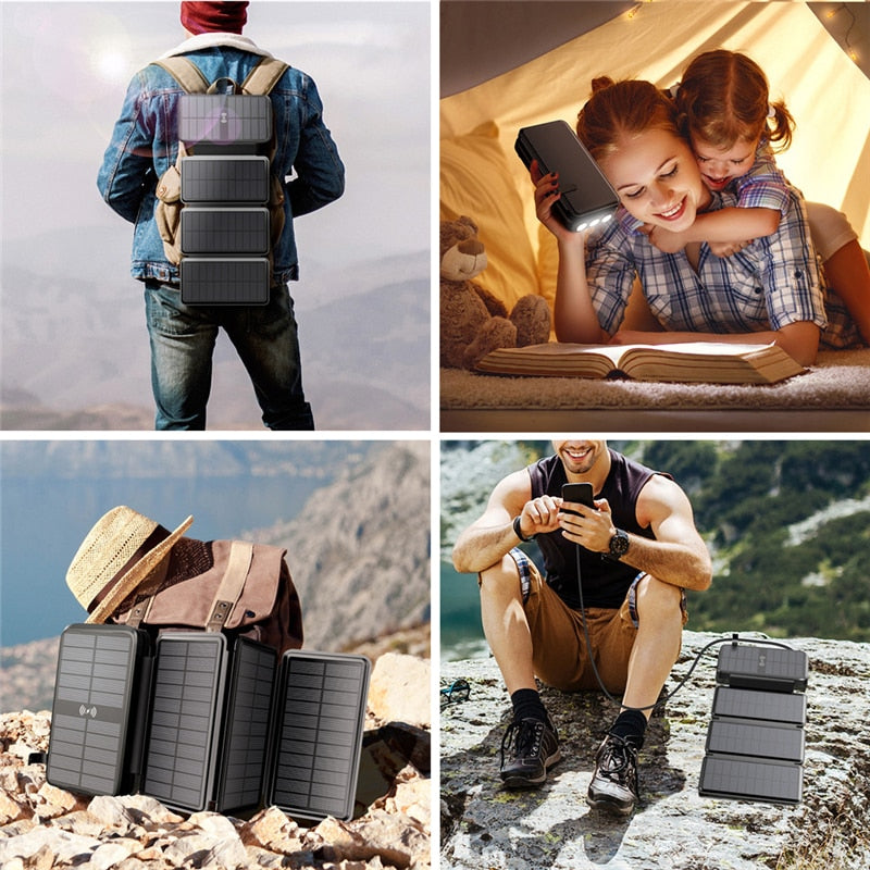 Powerful 43800mAh Solar Power Bank with Wireless Charging - Stay Charged Anywhere, Anytime