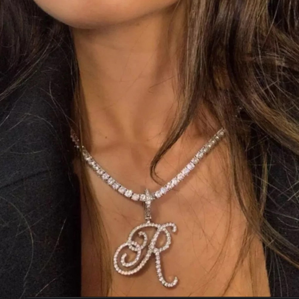 Initial Tennis Pendant Silver