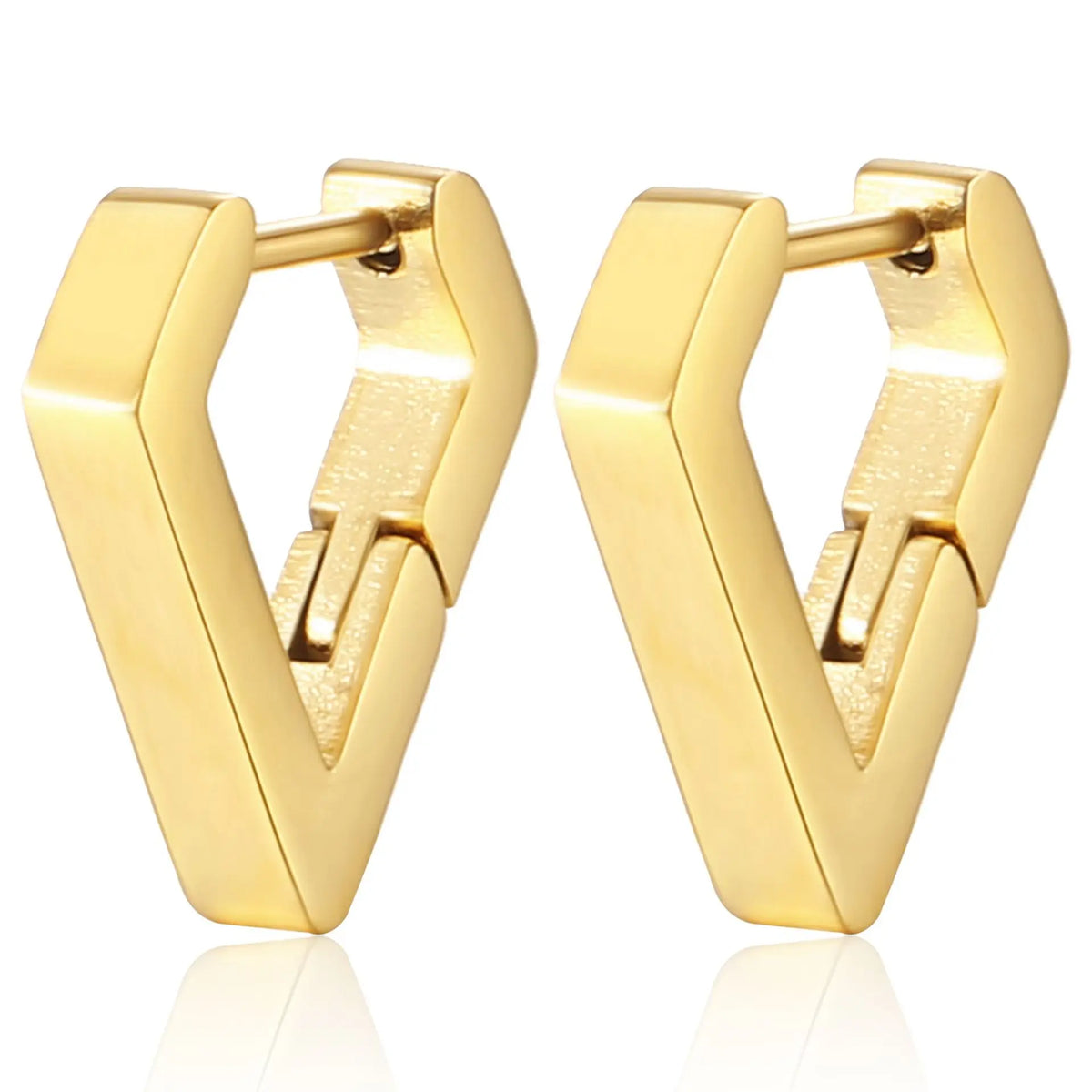 2PCS New Gold Color Square Hoop Earrings Women Men Stainless Steel Huggie Minimalist Punk Unisex Rock Earrings Piercing Jewelry