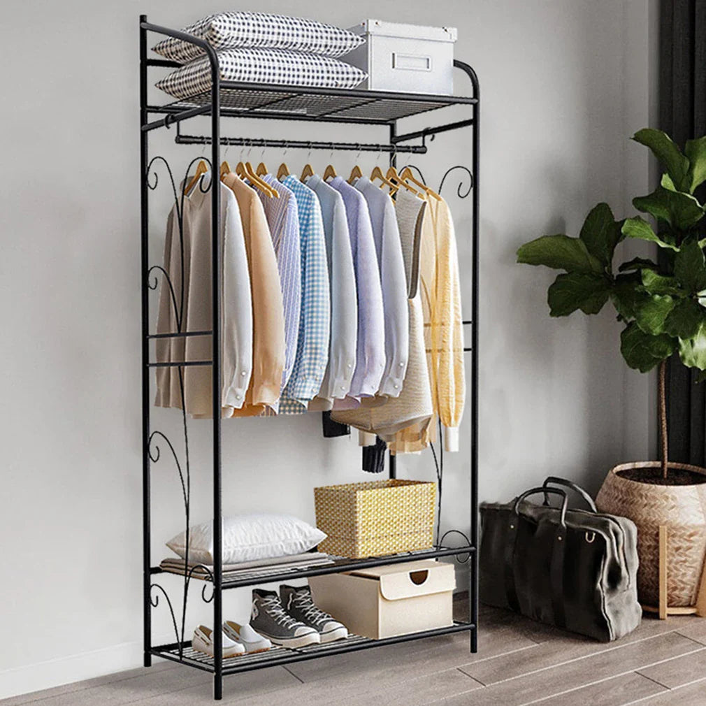 Heavy Duty Metal Clothes Rack with Shelves