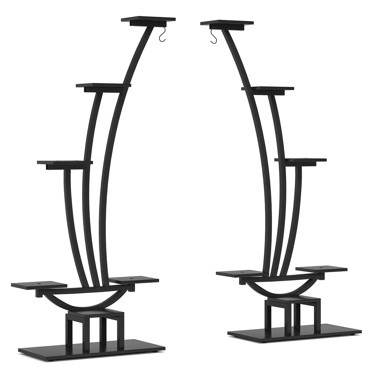 6-Tier Metal Plant Stand Pack of 2 with Hanging Hooks