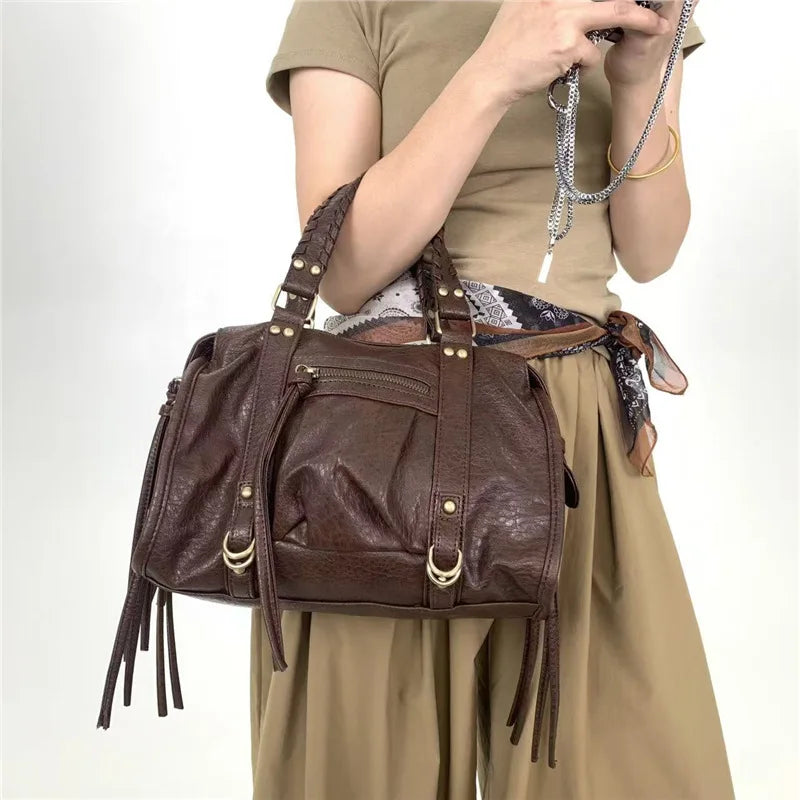Brown Vegan Leather Handbag for School | Cortona