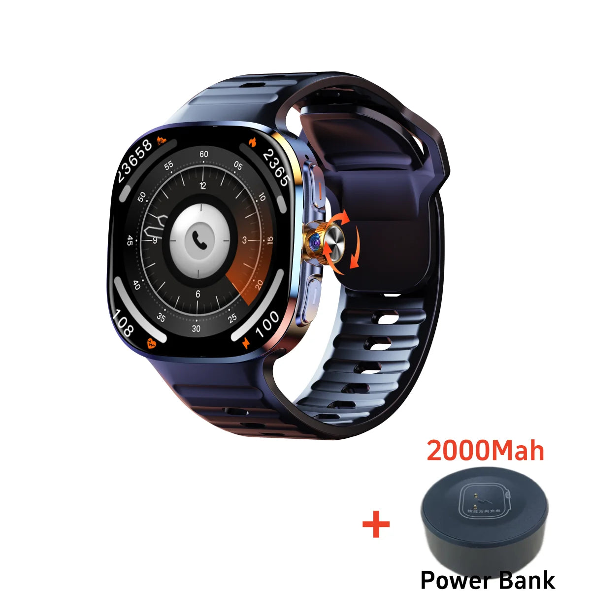 M99 5G Smartwatch with 2.4 Inch AMOLED Screen and 900W Rotating Camera - WiFi GPS Navigation Watch with Heart Rate Monitor for Men and Women