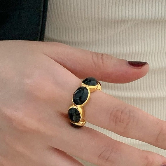 Gold Trimmed Onyx Ear Cuff/Rings