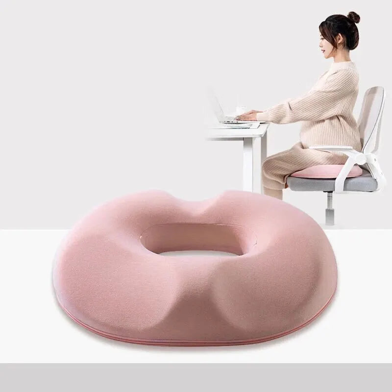 Unisex Ergonomic Memory Foam Seat Cushion - Orthopedic Coccyx and Spine Pressure Relief Pad with Washable Fabric Cover - Portable Office and Car