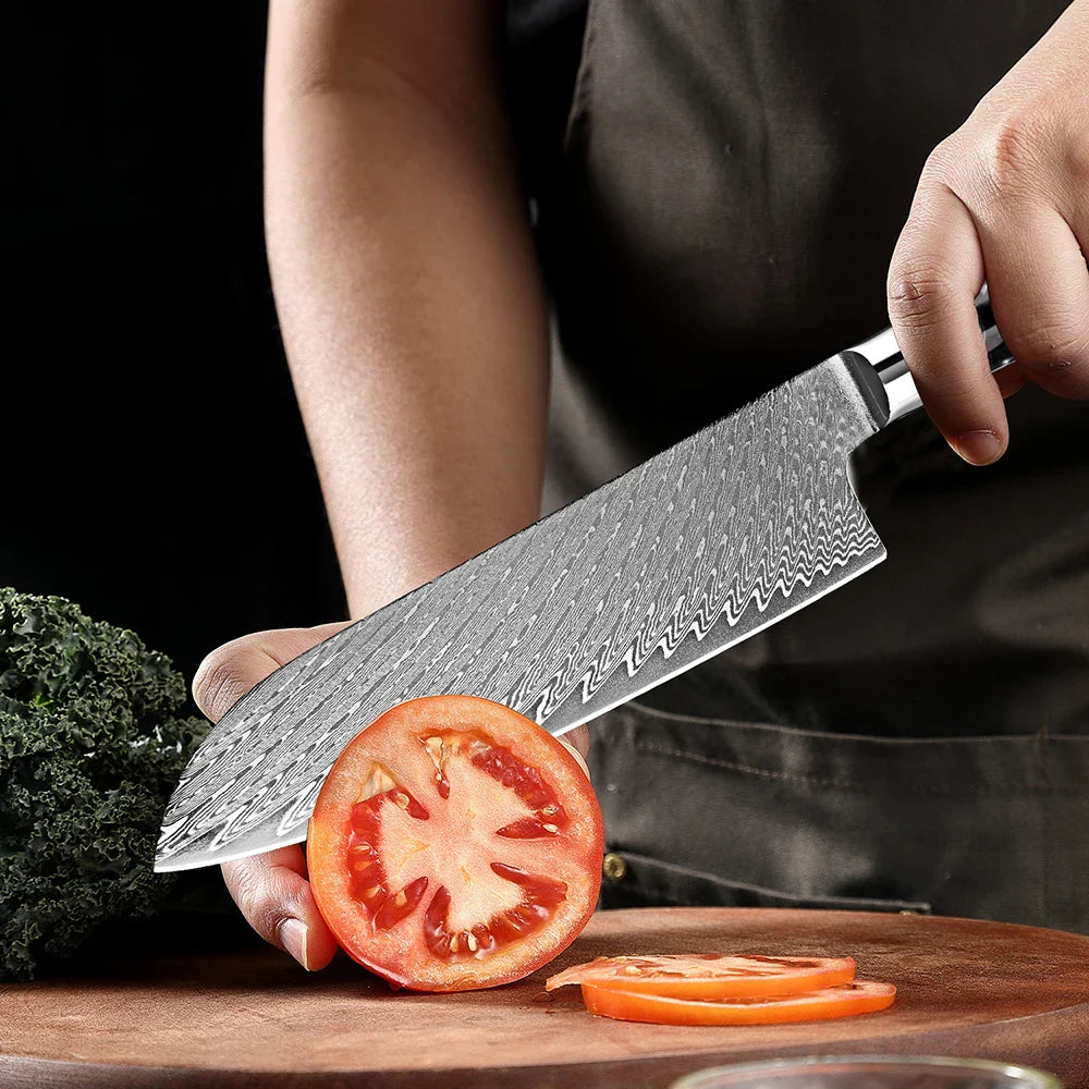 Shikiu 7″ Damascus Santoku Knife 三徳包丁