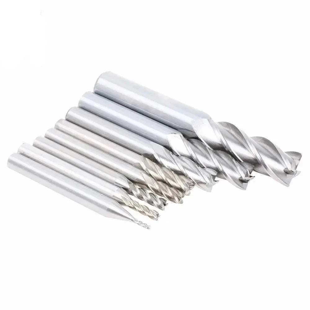 8 PCS High Speed Steel HSS 4 Flute Straight End Mill Milling Cutter Tool Set