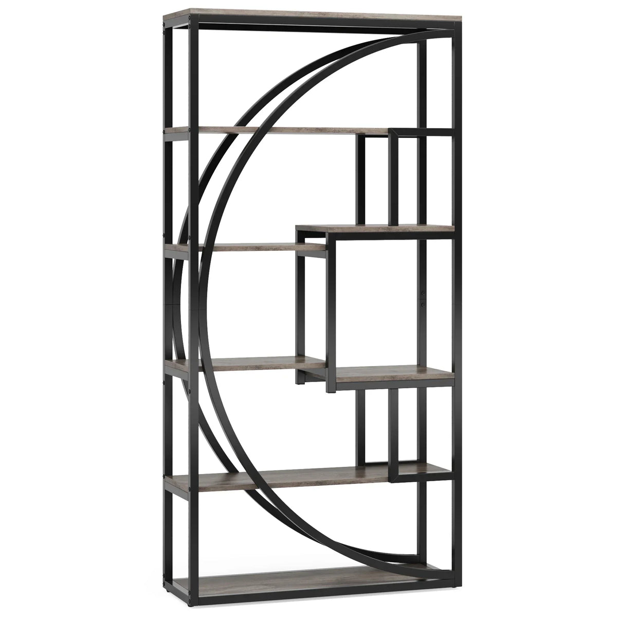 5-Tier Industrial Etagere Bookcase with 8 Open Storage Shelves