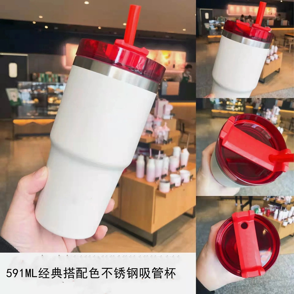 20oz Stainless Steel Insulated Tumbler with Straw β Large Capacity Travel Coffee Mug for Car, Office, and Home