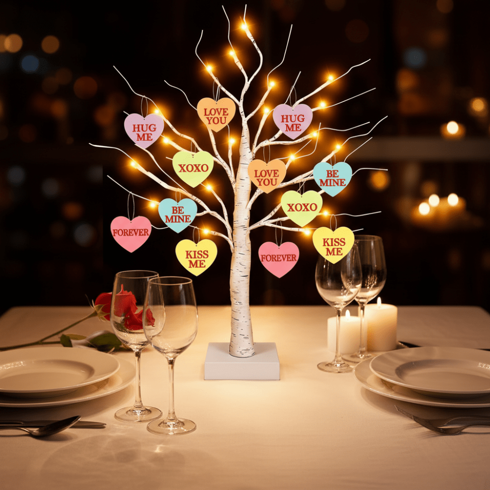 Table Lamp Valentines Tree Light Timer Table Decor