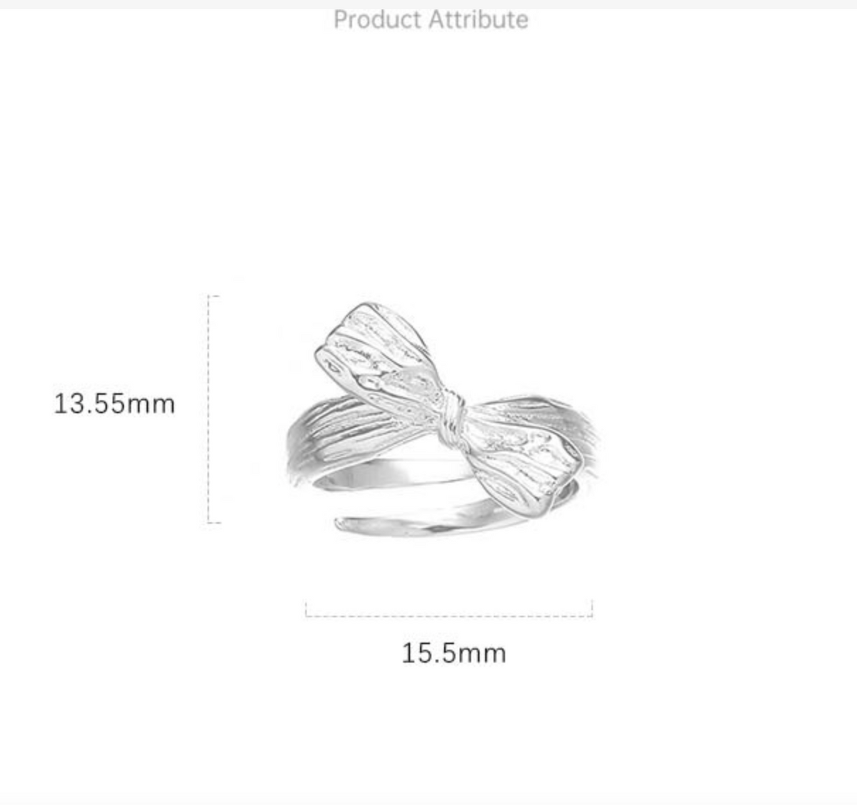 S925 Sterling Silver Textured Bow Ring