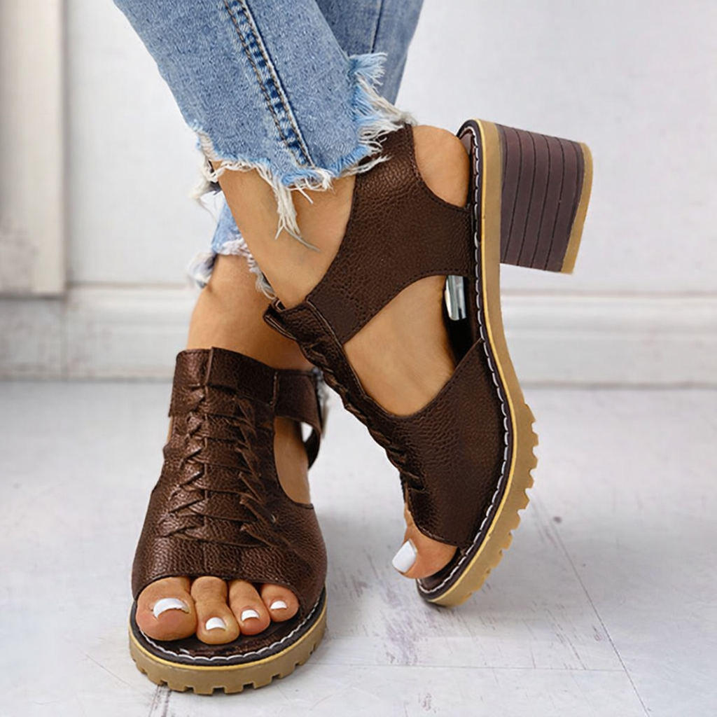 Women's Work Ankle Sandals Heels Platform Lace Up