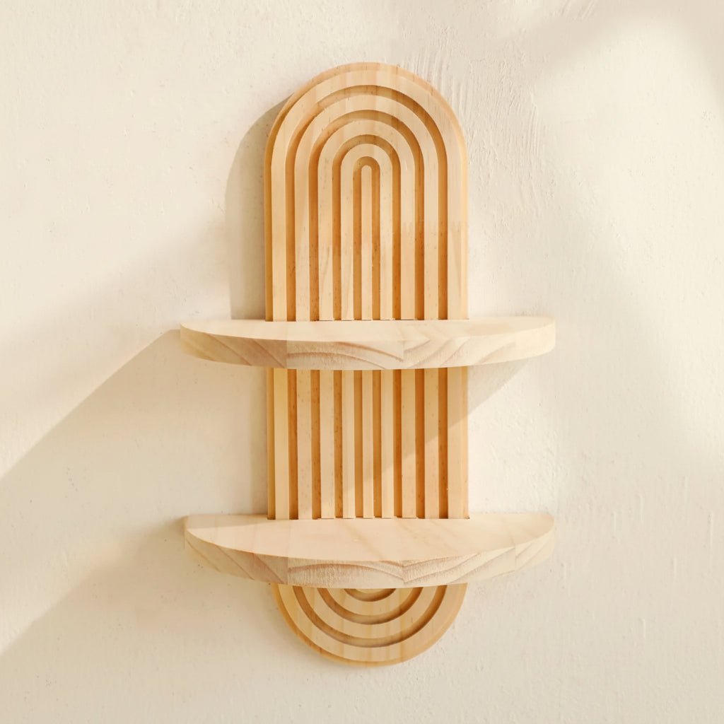 ARTISHELF – Boho Geometric Wooden Floating Shelves for Stylish Wall Storage