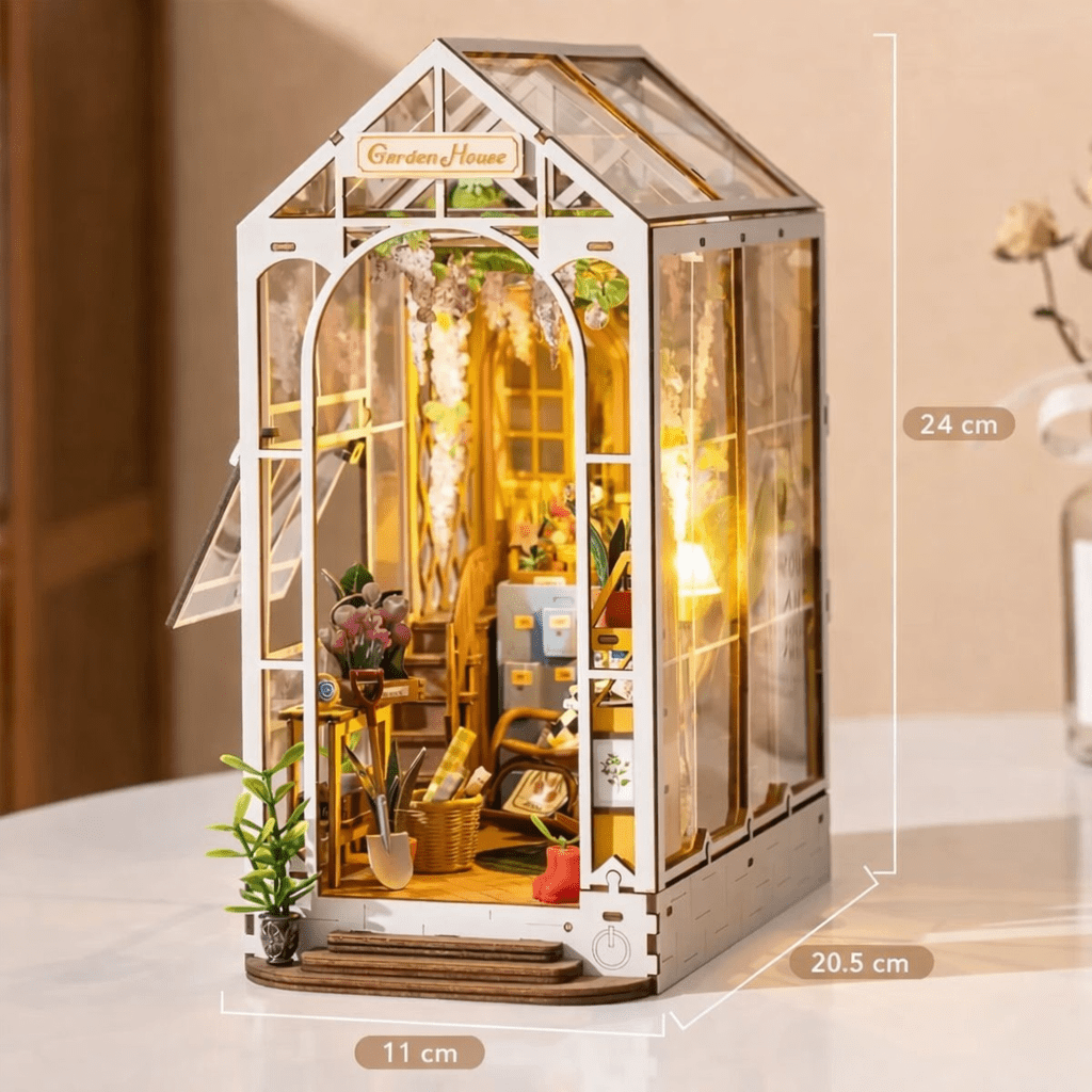 BOOKGARDEN – Garden House Book Nook Kit for Bookshelf Display and Easy Assembly