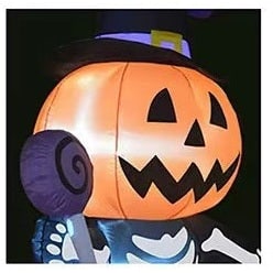 Halloween Decoration Inflatable Jack O Lantern Skeleton with LED Lights for Yard Party Prop