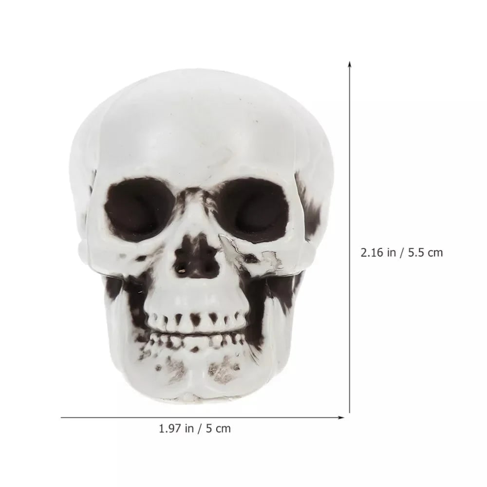 Halloween Skull Decor and Sugar Decorations Mini Plastic Party Props Set with Mesh Bag