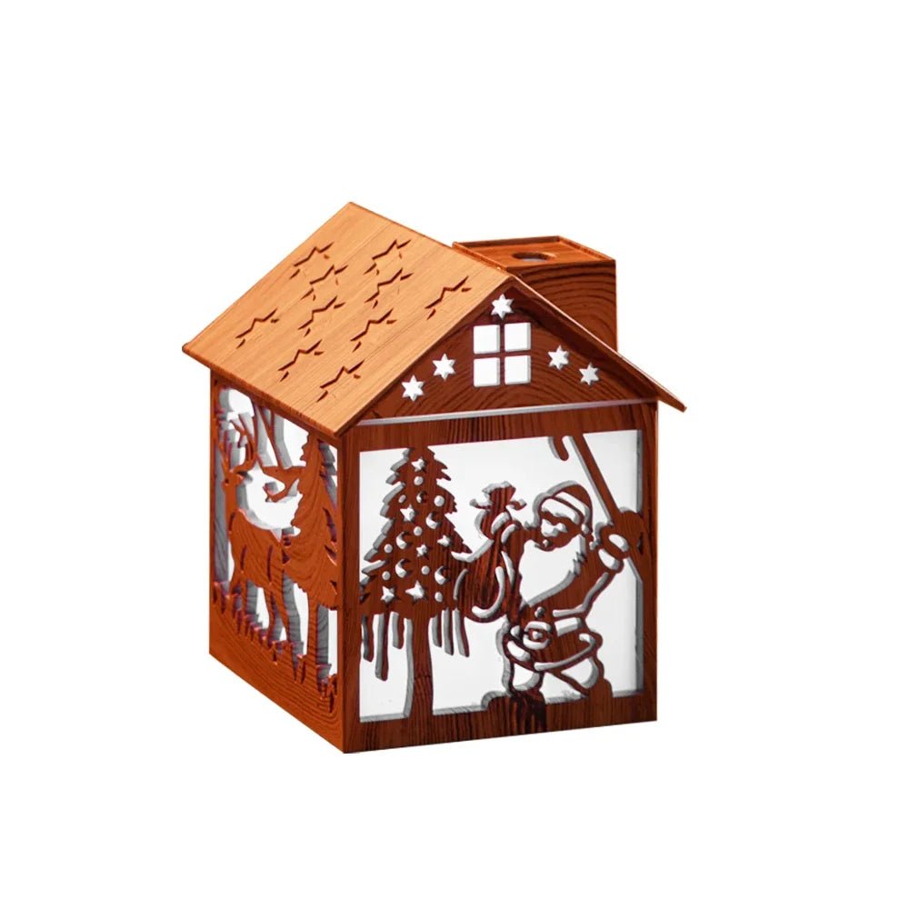 HOUSEGLOW – Wooden House Aroma Diffuser, 240ML Essential Oil Humidifier with Night Light