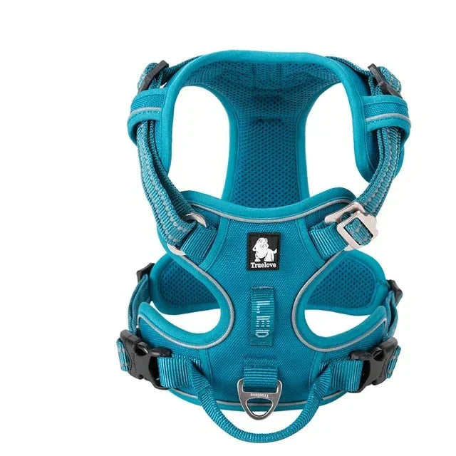 Reflective Nylon Dog Harness - Adjustable No-Pull Pet Vest with Padded Safety Straps for Small to Large Dogs - Night Visibility Walking Gear