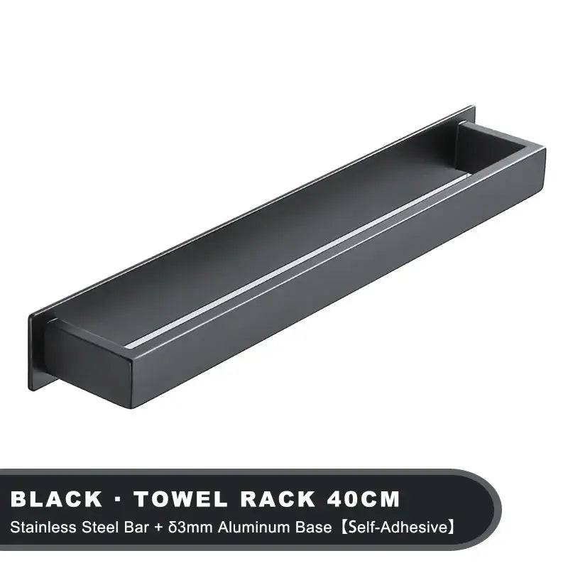 Matt Black Stainless Steel Self-Adhesive Towel Rack