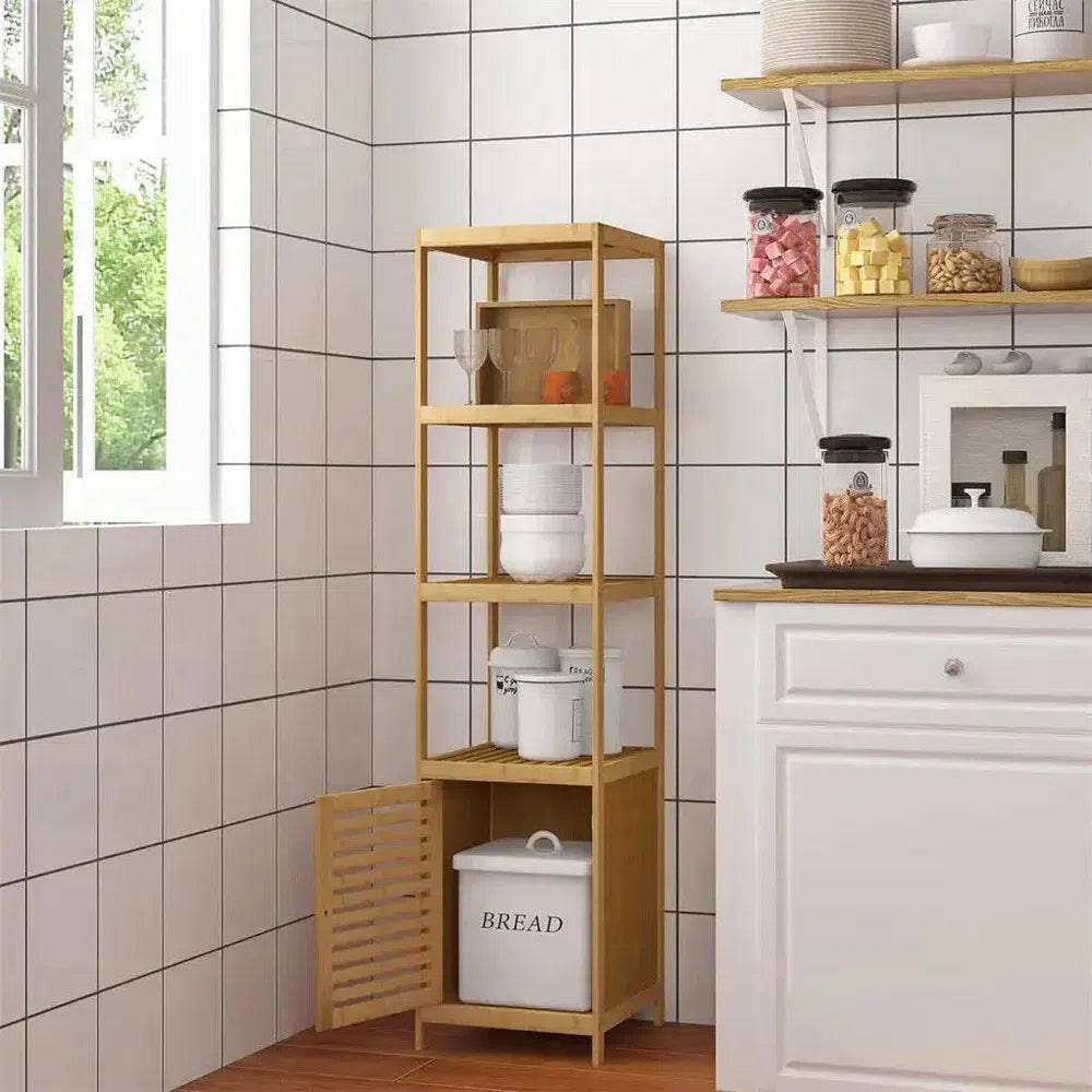 Tall Slim Bamboo Storage Cabinet