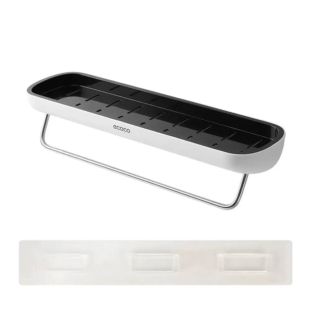 Wall-Mounted Shampoo Storage Rack with Towel Bar