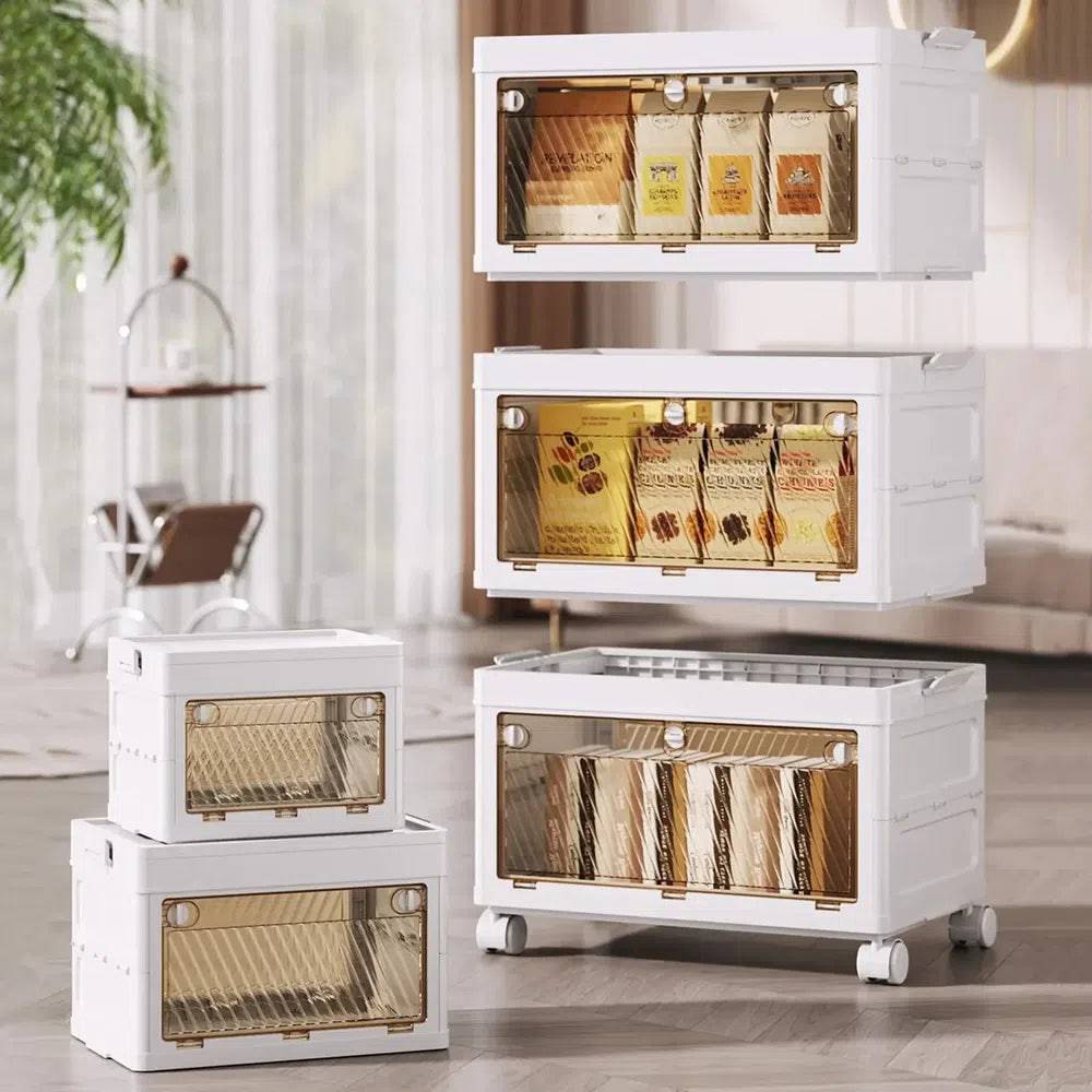 Stackable Collapsible Storage Bins with Doors