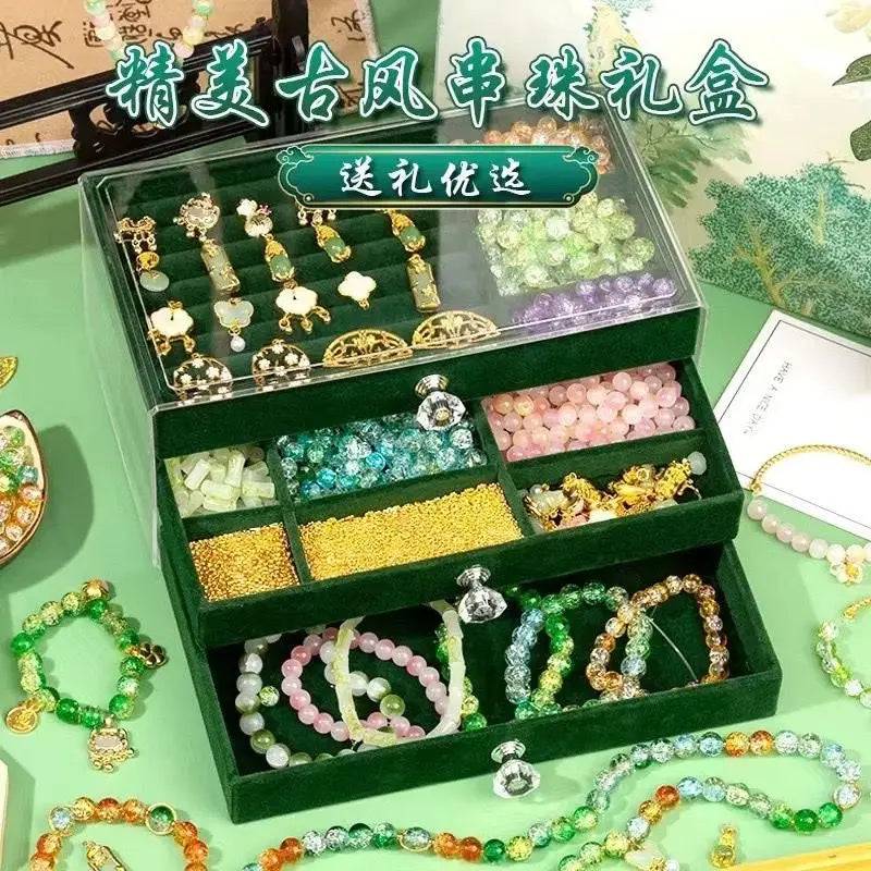 Three-Layer Transparent Velvet Jewellery Box