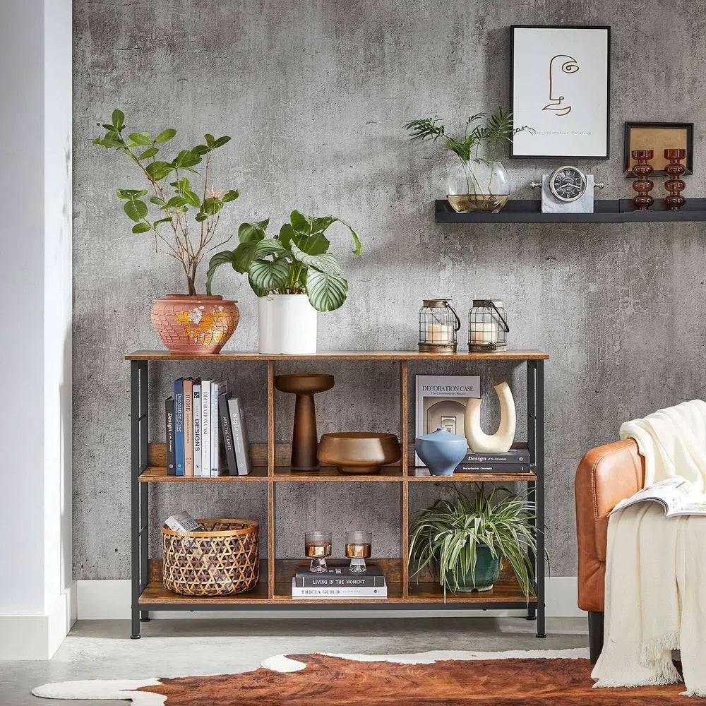 Modern Six-Compartment Wooden Bookshelf